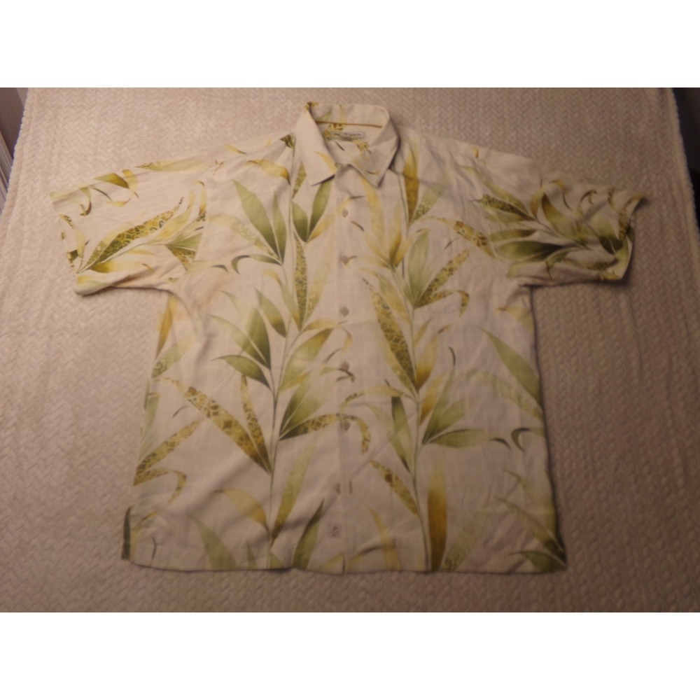 Tommy Bahama Floral‎ Camp Shirt Button Up Short Sleeve Palm Tree Print Size L